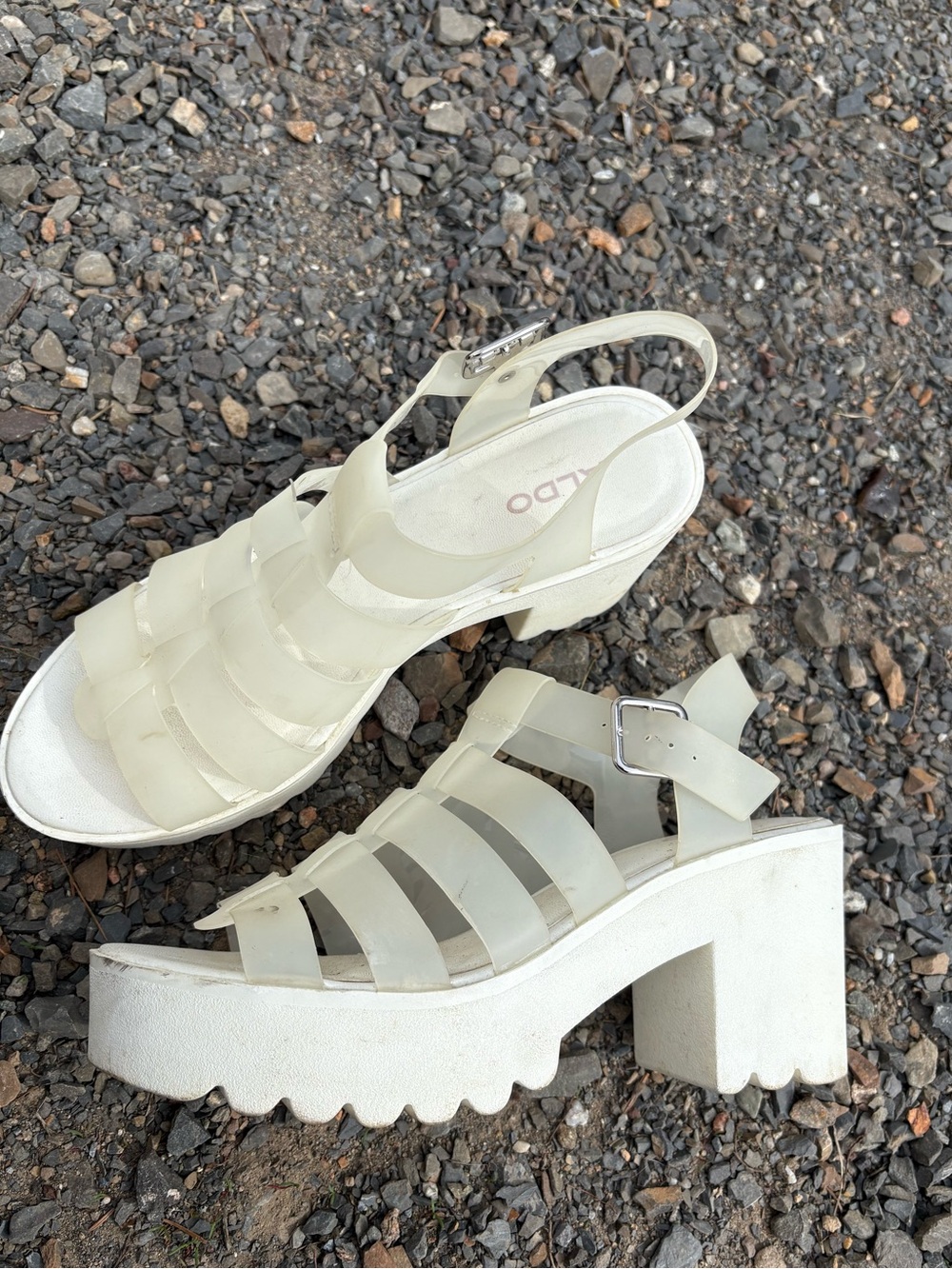 ALDO white Platform Gladiator Slingback Heels